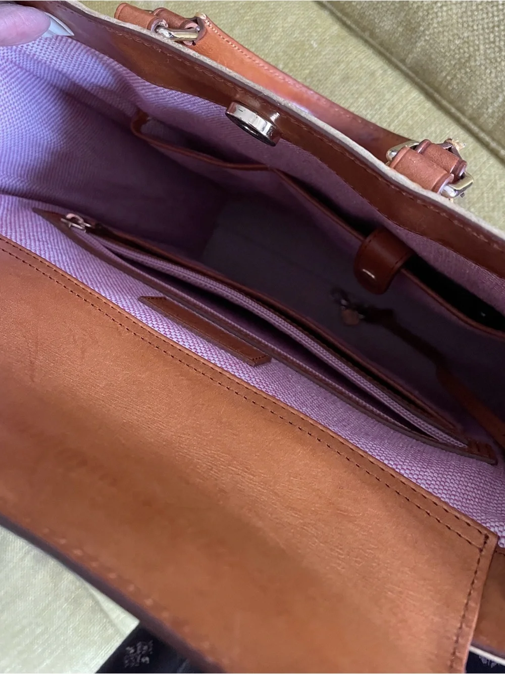 Dooney & Bourke  Denison Croco North South Tote Bag Brown Beige Structured Lux